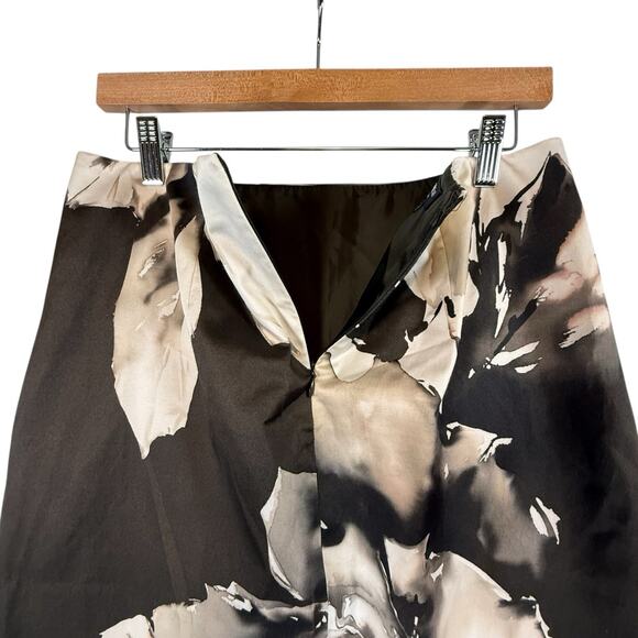 Lafayette 148 Brown Floral Pencil Skirt Rose Midi SIZE 2 Womens Watercolor - Picture 3 of 11